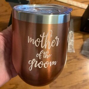 Mother of the Groom wine Tumbler - Color is bronze/gold